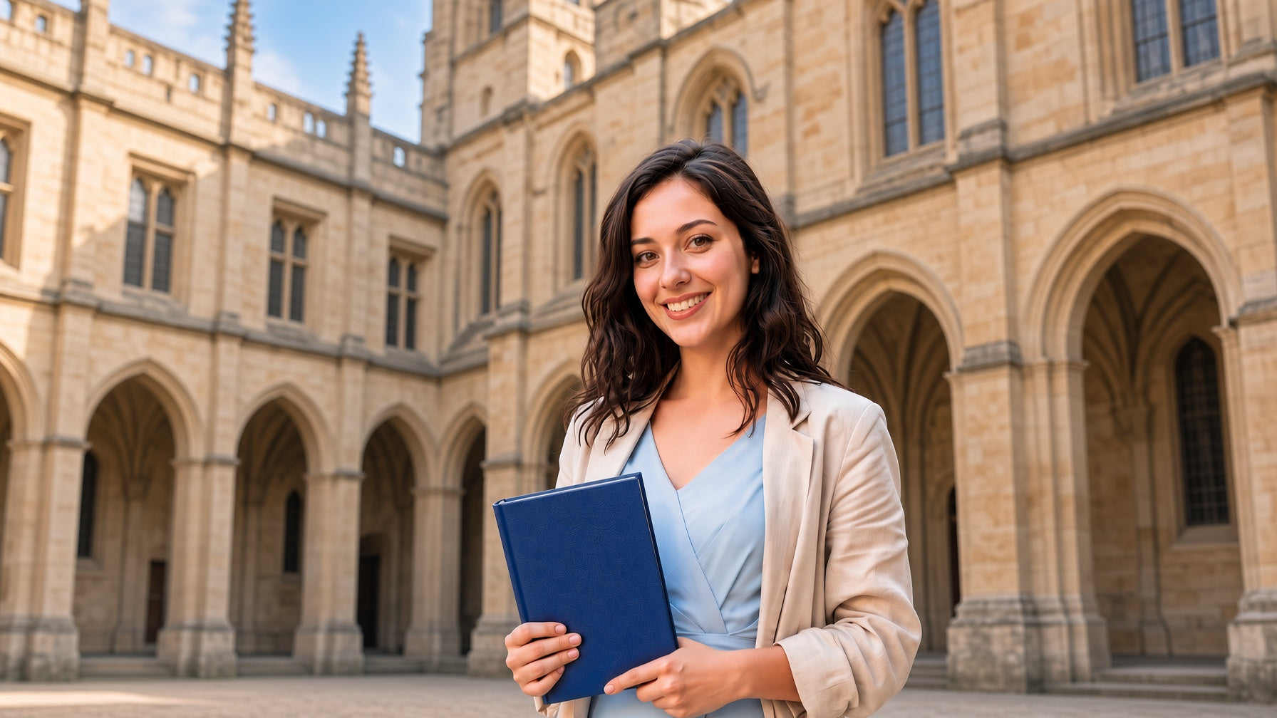 Ragazza laureata con tesi di laurea in copertina rigida blu - Stampa tesi Carta Carbone Forlì